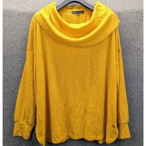 Adrienne Vittadini Yellow Cowl Neck Lightweight Sweater Women’s Size 3X NWT